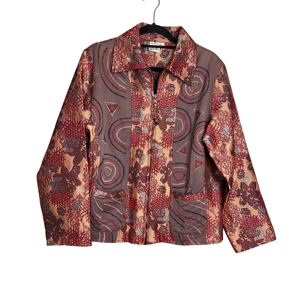 Parsley‎ & Sage Floral Tapestry Embroidered Jacket Size XL Boho Mixed Media
